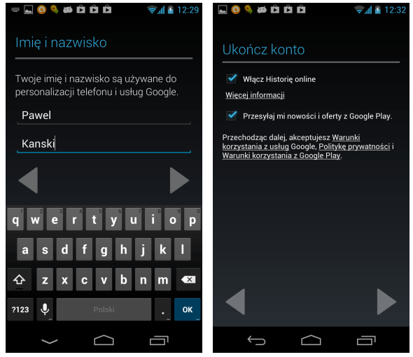 Zakladanie konta Google w sklepie Google Play dla telefonów z Androidem