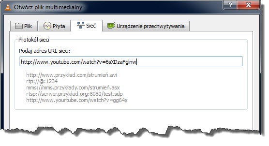 Odtwarzanie video z YouTube w VLC Odtwarzanie video z YouTube w VLC