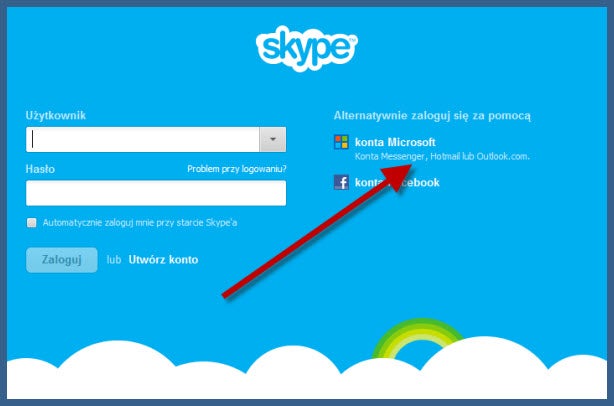 Skype logowanie za pomcoa danych Microsoft Skype logowanie za pomcoa danych Microsoft
