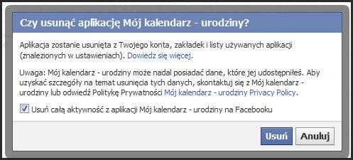 Usuwanie aplikacji z konta Facebook