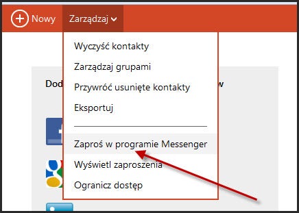 Dodaj w programie Messenger poprzez Outlook.com
