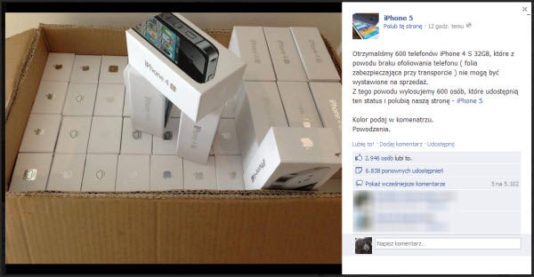 Iphone 5 do "wygrania" - oto jak pracują oszuści
