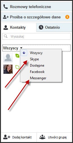 Skype po zalogowaniu sie do MSN
