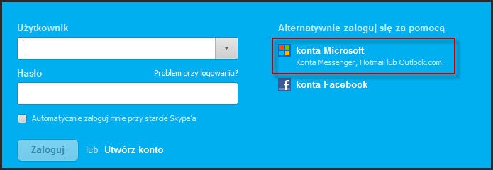 Windows Live Messenger - logowanie się do Skype