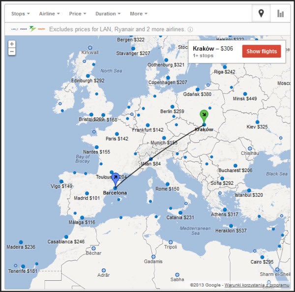 Google Flights - wyszukiwarka lotów