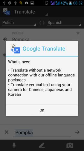 Google Translate na Android z tłumaczniem offline