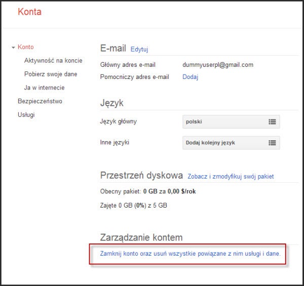 Jak usunac Gmail - zamknij konto Jak usunac Gmail - zamknij konto