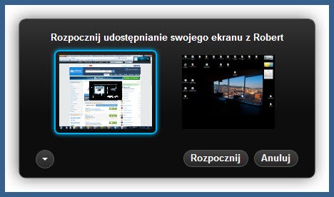 Rozpocznij dzielenie ekranu Skype