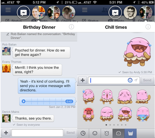 Facebook dla iOS Chat Heads