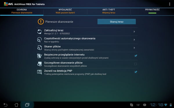 AVG Anti-Virus Free na tablet z Android AVG Anti-Virus Free na tablet z Android