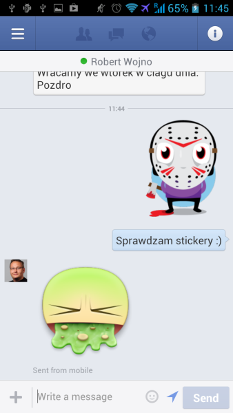 Naklejki w Facebook na Android
