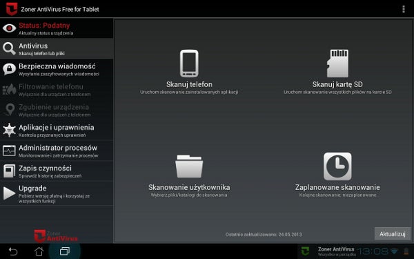 Zoner AntiVirus na Tablet Zoner AntiVirus na Tablet