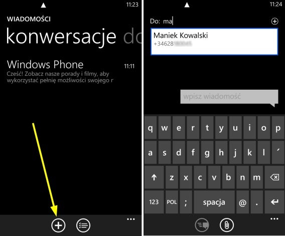 jak wyłać smsa z telefonu windows phone