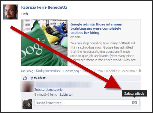 Załącz zdjęcie do komentarza na Facebooku Załącz zdjęcie do komentarza na Facebooku