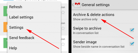 Jak przywrócić przycisk Usuń do menu głównego w Gmail na Android