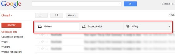 nowy gmail - karty w skrzynce odbiorczej