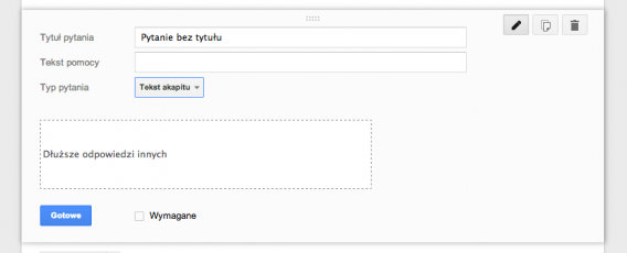 ankieta online google dysk drive - dodaj pytania - tekst akapitu