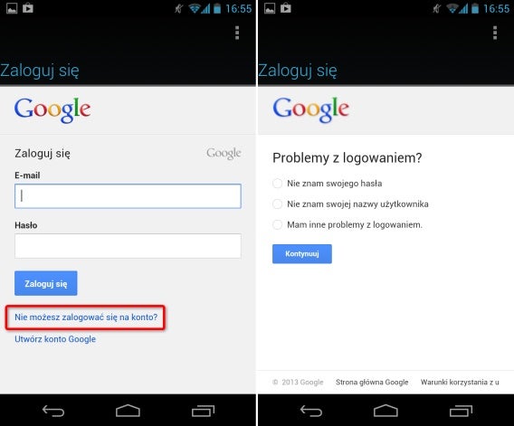google play jak odzyskać hasło