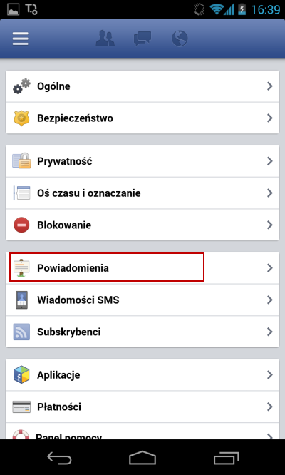 Powiadomienia Facebook