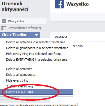 Czyszczenie osi czasu