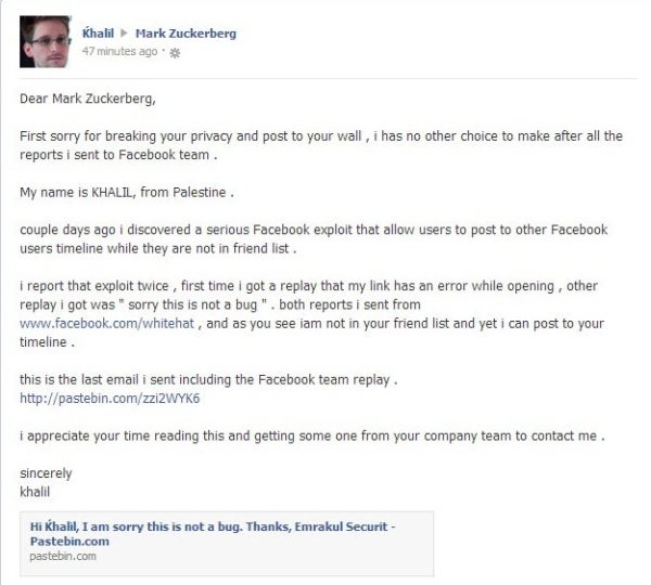 Khalilna profilu Zuckerberga