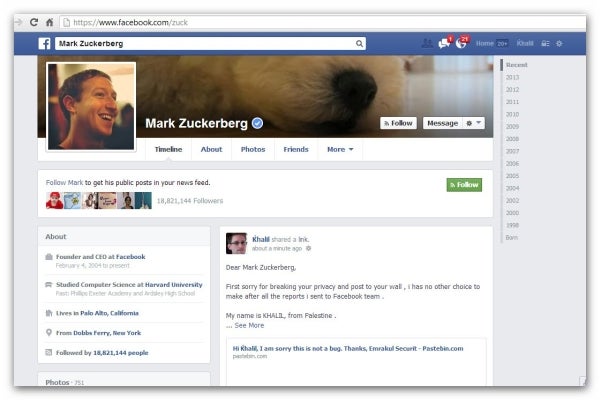 Profil marka Zuckerberga