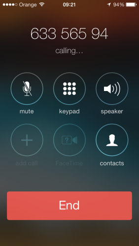 Przyciski podczas rozmowy iOS7