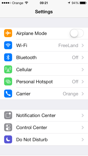 Ustawienia iOS7