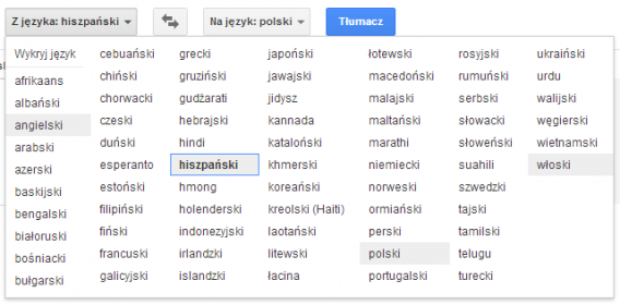 google translate języki