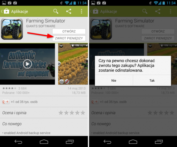 jak zwrócić aplikację google play