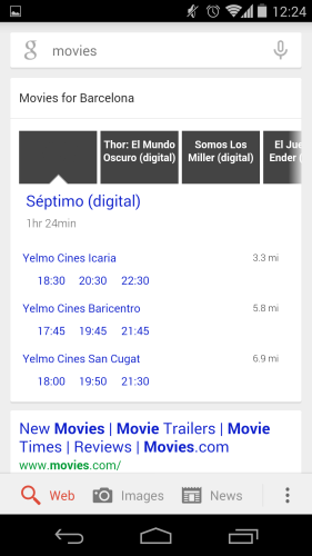 Filmy w Google Now