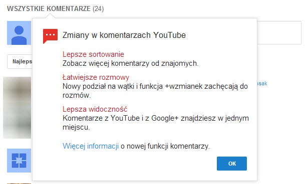 Nowe komentarze w YouTube Nowe komentarze w YouTube