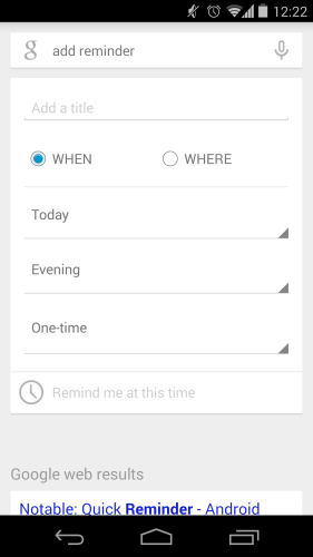 Przypomnienia w Google Now