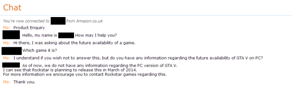 Chat z Amazonem GTA V na pecety