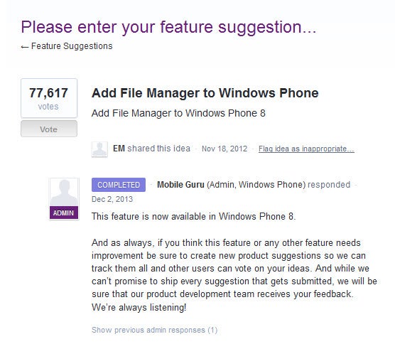 Menedżer plików w Windows Phone