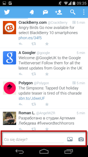 Twitter na Android Twitter na Android