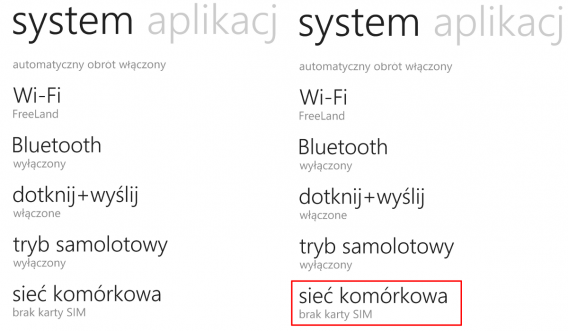 Windows Phone sieć komórkowa
