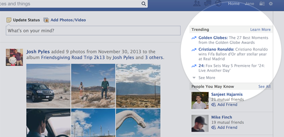 Facebook trendy