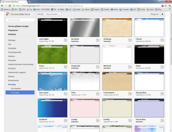 Google Chrome wybór tematów graficznych