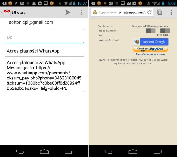 WhatsApp na Android