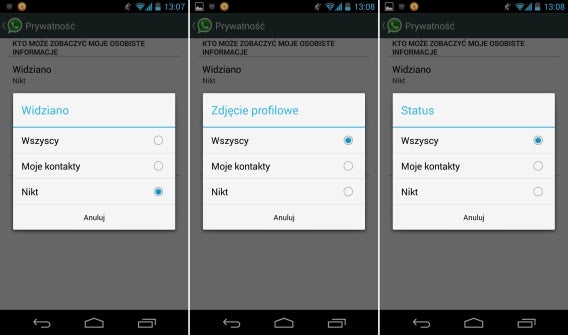 whatsapp beta na android - ustawienia kiedy jestesmy online