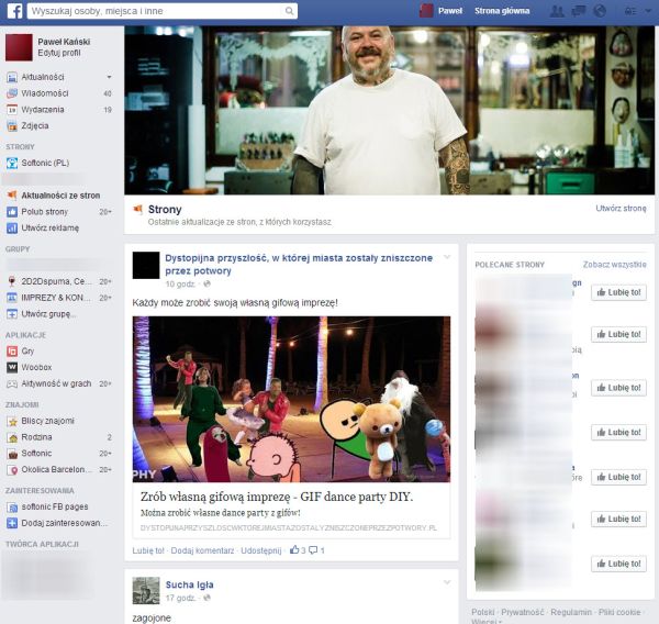 Aktualności ze stron z których korzystasz - Facebook