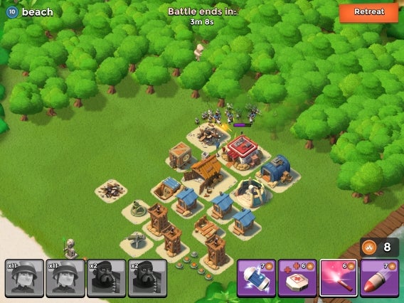 Boom Beach atak od tyłu z użyciem rac Boom Beach atak od tyłu z użyciem rac