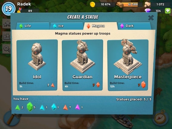 Boom Beach posągi