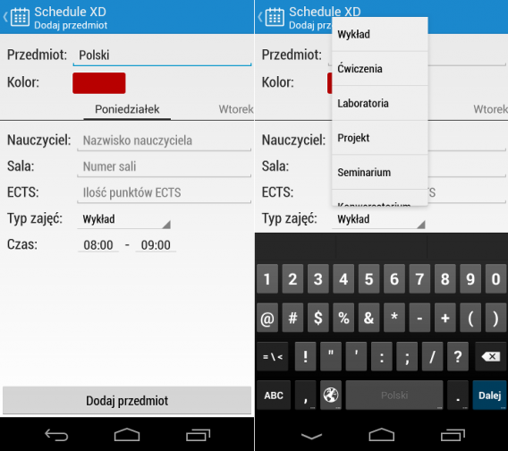 Schedule XD na Android