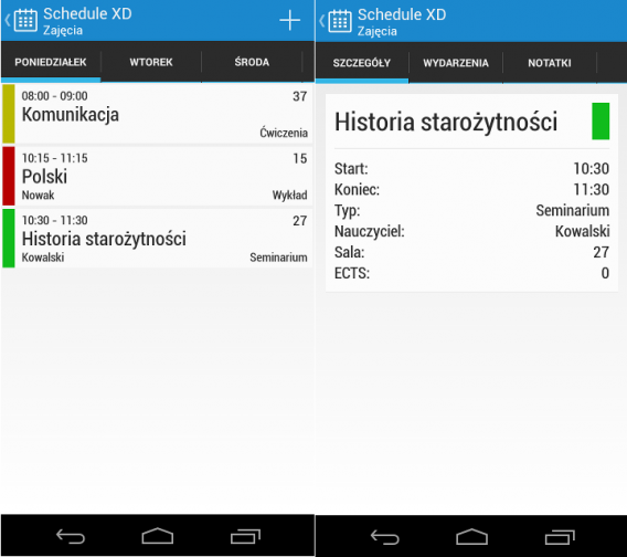Schedule XD na Android