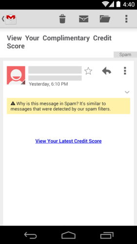 Gmail na Androida - SPAM Gmail na Androida - SPAM