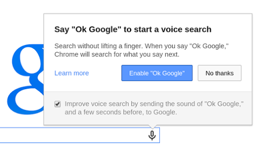 Google Now wyszukiwanie głosowe w Chrome