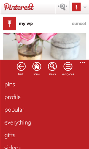 Pinterest Windows Phone