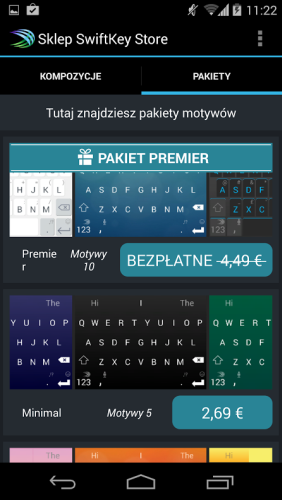 SwiftKey darmowy pakiet motywów